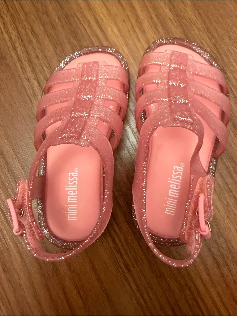 Mini Melissa Glitter Jelly Sandals in Pink (size 6, but run small!)